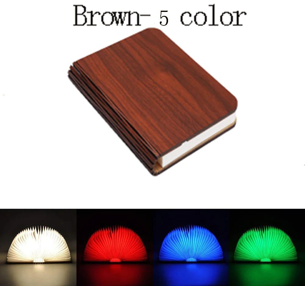 LED Foldable Book Light Creative Wooden Luminous Book for Children Kids’Birthday Holiday Christmas Gift Rechargeable Night Lamp - Sasa
