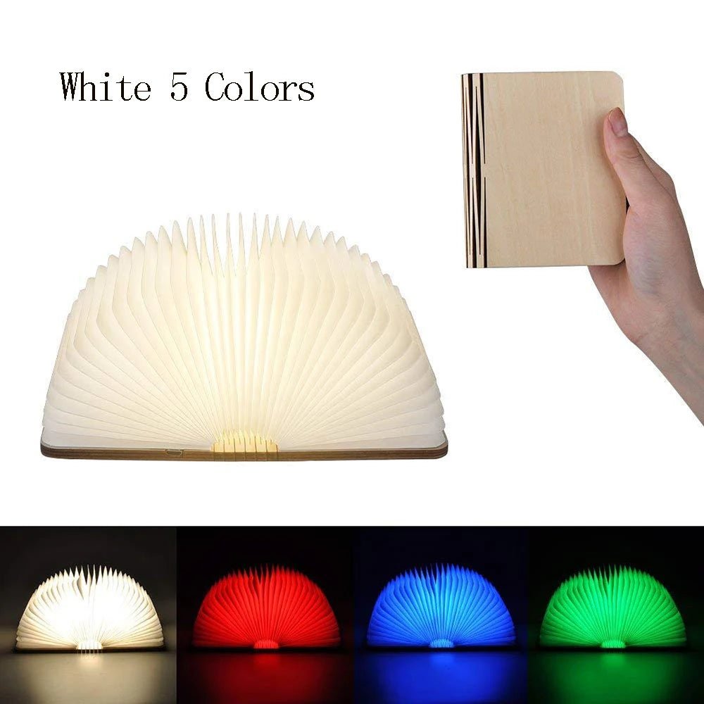 LED Foldable Book Light Creative Wooden Luminous Book for Children Kids’Birthday Holiday Christmas Gift Rechargeable Night Lamp - Sasa