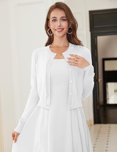 LETDIOSTO Women's Cropped Cardigan Bolero Shrug, Button Down Long Sleeve - Sasa