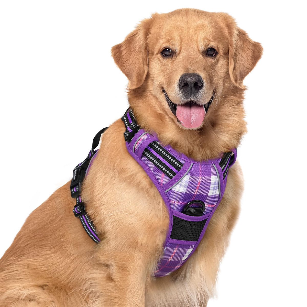 rabbitgoo Dog Harness No Pull with 2 Leash Clips, Adjustable Soft Padded, Reflective Oxford No Choke Pet Vest with Easy Control Handle for Large Dogs - Sasa
