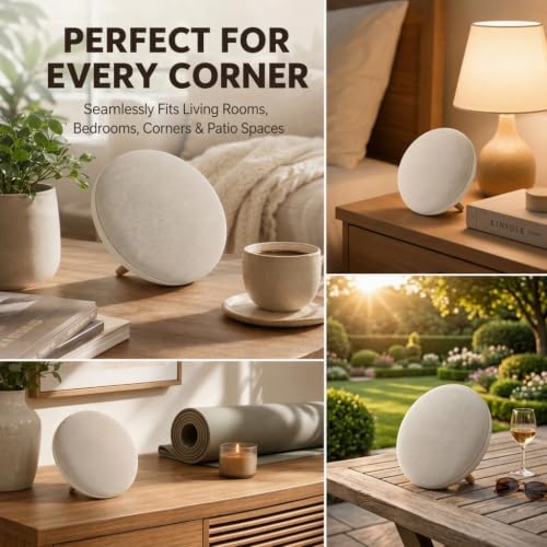 Wocdwocd Round Bluetooth Speaker, Dual 66mm Stereo Drivers, 3000mAh Battery - Sasa