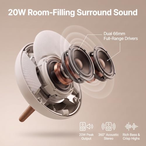 Wocdwocd Round Bluetooth Speaker, Dual 66mm Stereo Drivers, 3000mAh Battery - Sasa