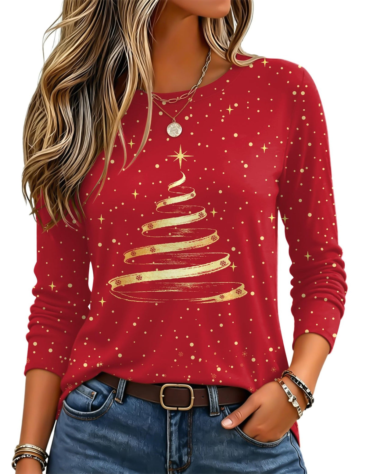 Zeagoo Women's Casual Shirts Long Sleeve Tops Crewneck Tshirts Fall Clothes - Sasa
